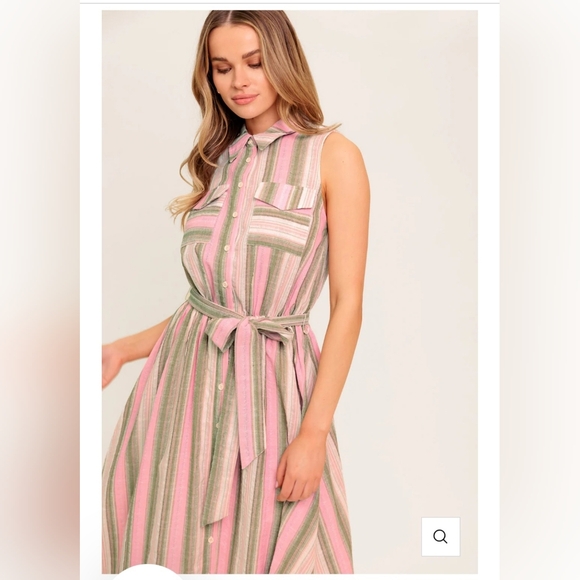 Striped Pink and Green Maxi Dress - Picture 5 of 10